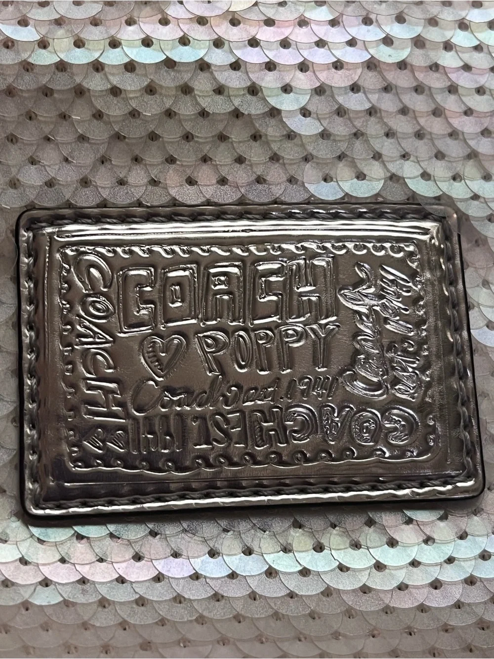 Coach Vintage Y2K Poppy Disco Iridescent Cream Sequin Crossbody Bag Mini